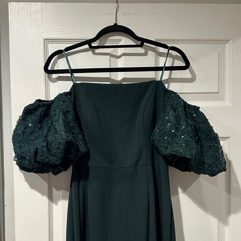 Chic Dark Green Puff Sleeve Dress